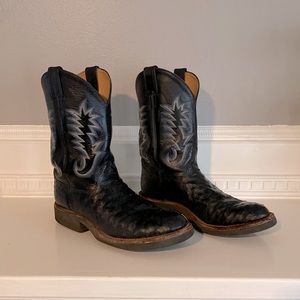Men’s Justin Ropers, Black FQ Ostrich, Size 10D